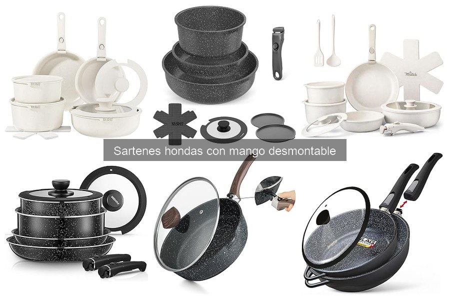 Comparativa de materiales de sartenes hondas con mango desmontable