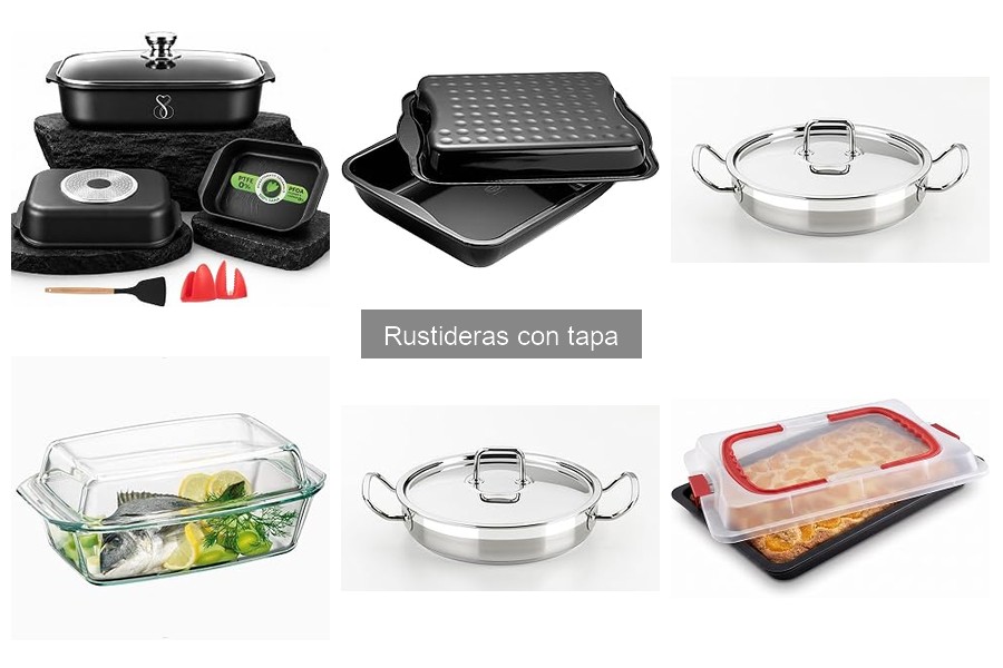 Comparativa de rustideras con tapa: acero inoxidable vs cerámica