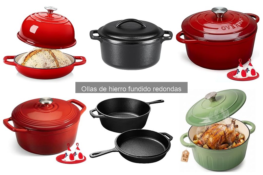 ¿Cuánto pesa una olla de hierro fundido redonda?