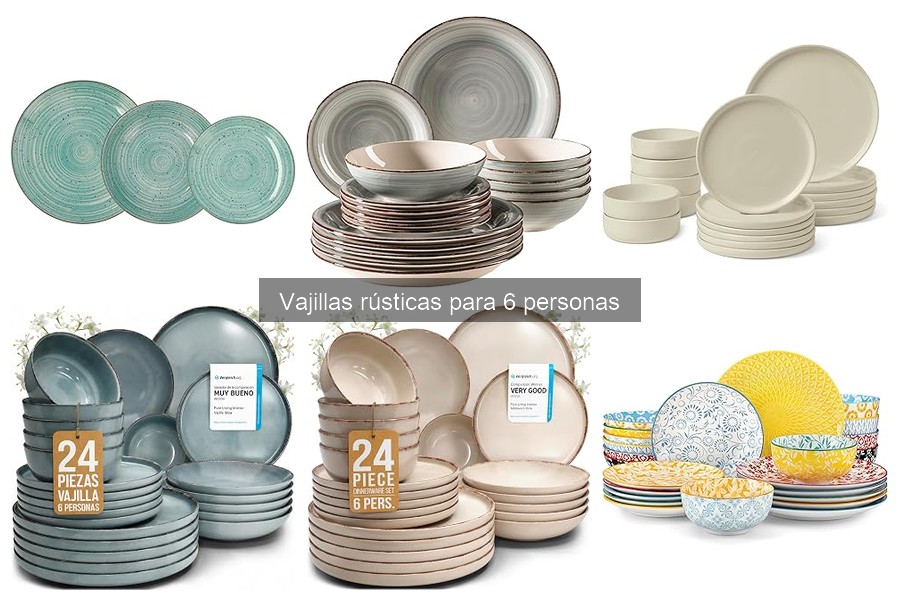 Opciones de vajillas rústicas asequibles para 6 personas