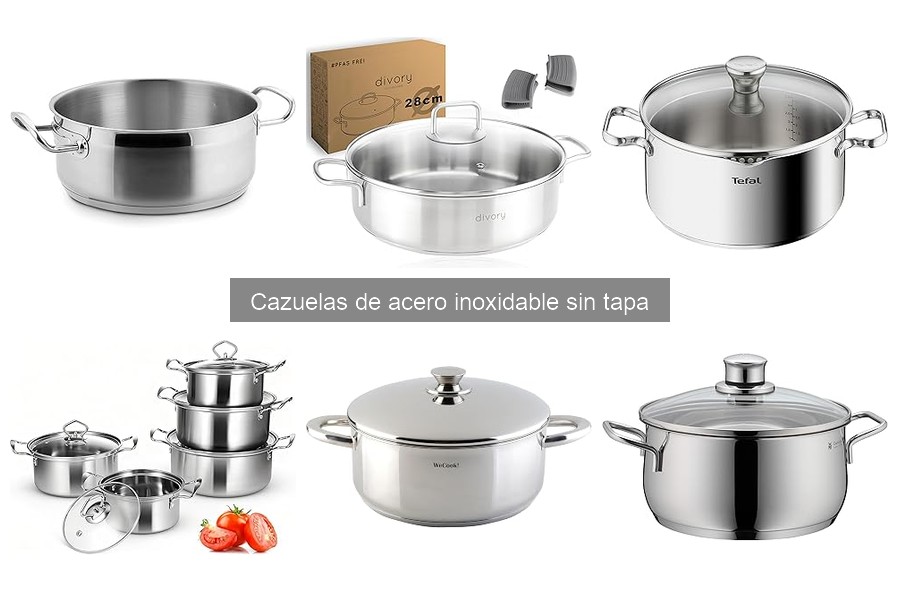 Precios de cazuelas de acero inoxidable sin tapa en el mercado