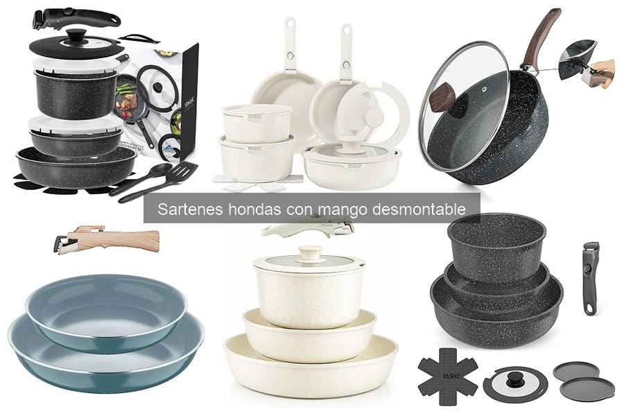 Sartenes hondas con mango desmontable aptas para inducción