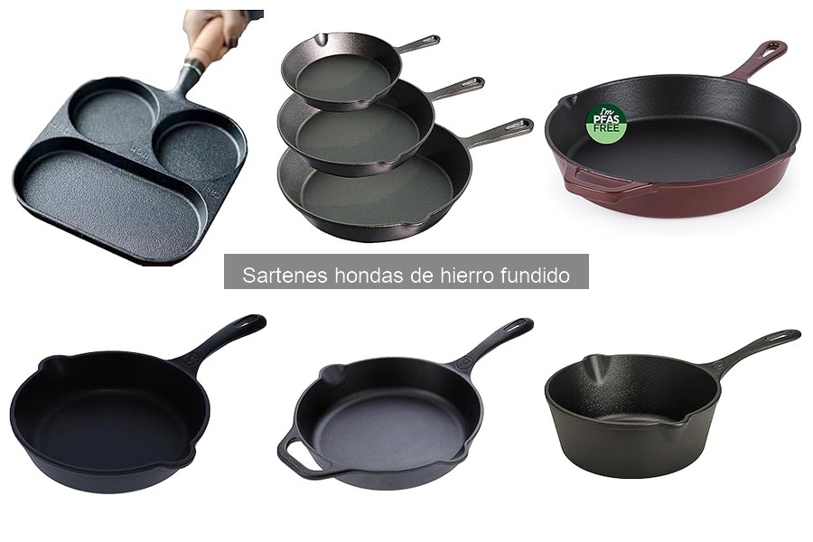 Sartenes hondas de hierro fundido para cocina de inducción